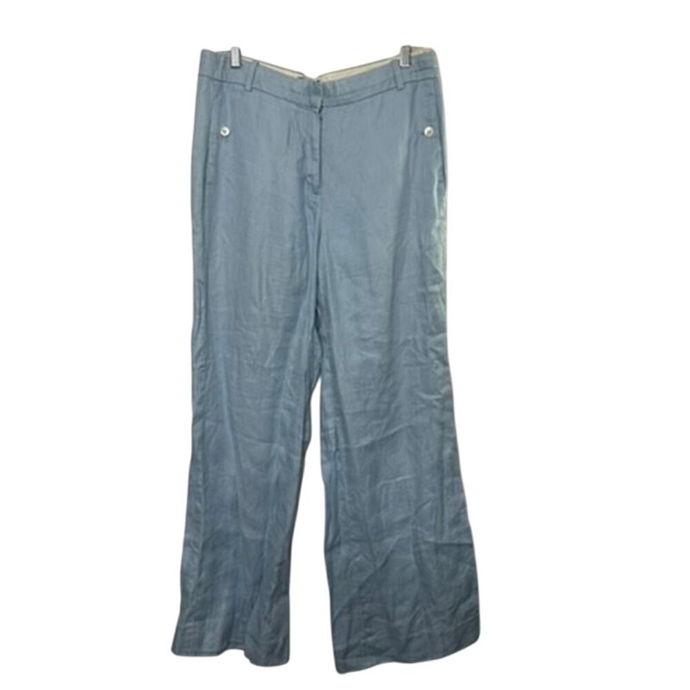 J.Crew Light Blue 100% Linen Wide Leg Pants Women's Size 10
